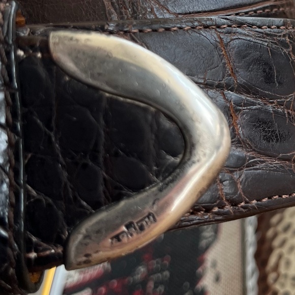 Ralph Lauren Genuine American Alligator Brown Belt:  Sterling Silver Buckle main image 6